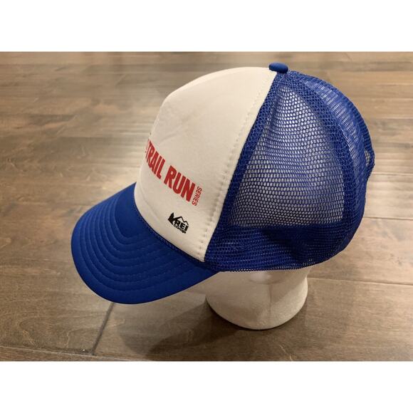 Vtg Nissin REI CO-OP Trail Run Series White Blue Trucker Hat Baseball Cap - Picture 4 of 9